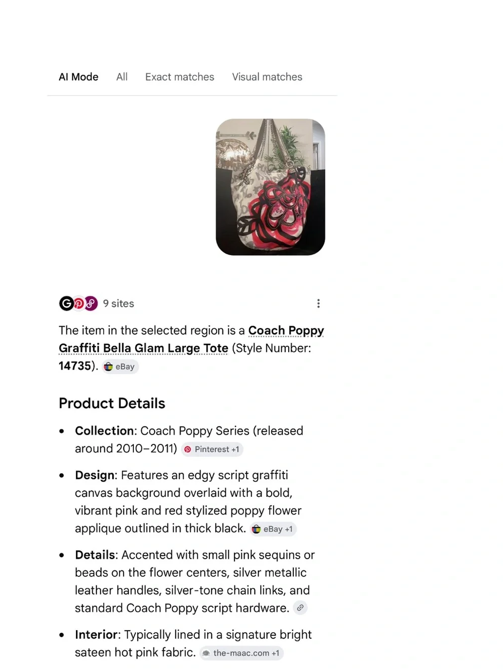 Coach Poppy #153 Graffiti Bella Glam Large Tote